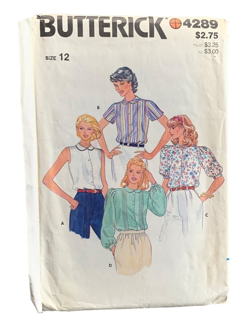 Butterick 4289 Vintage Sewing Pattern Women's Shirt Size 12 Uncut